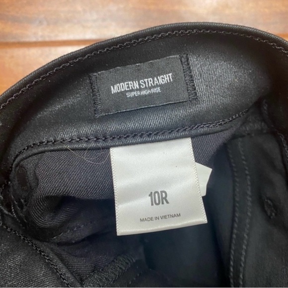 Express Womens Black Shiny Super High Rise Modern Straight Stretch Pants Size 10 - Picture 9 of 14